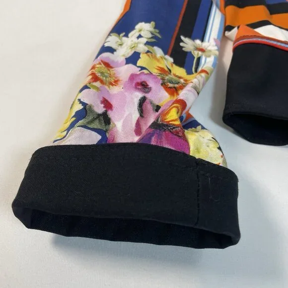 Joseph Ribkoff Floral & Stripe Zip Jacket – Size 10 (CAN/USA) - Picture 6 of 15